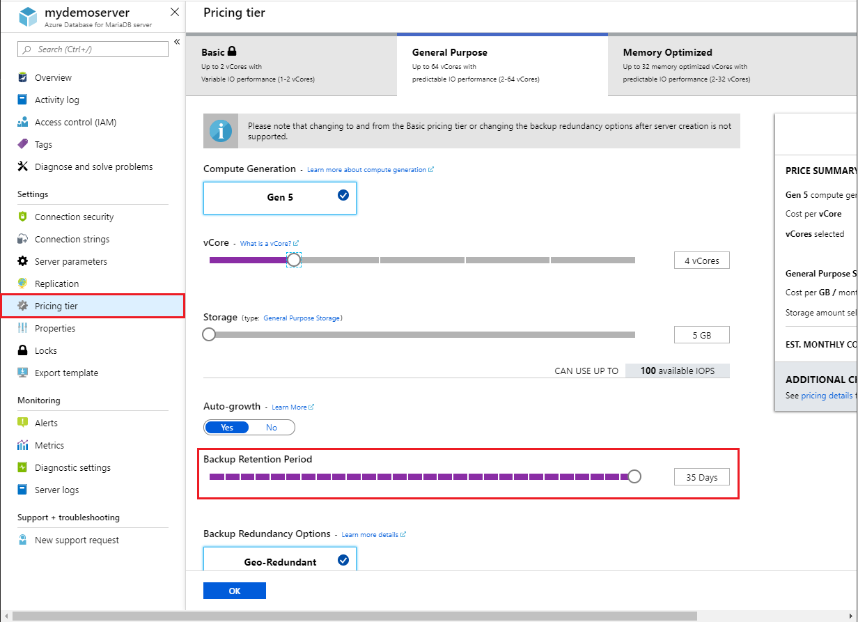 Backup retention period increased