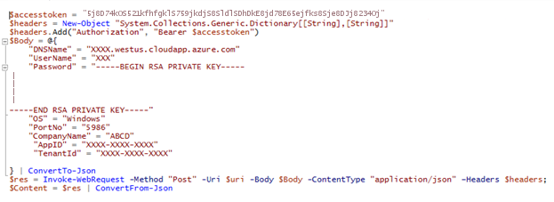 Calling the API in PowerShell with an SSH Key.