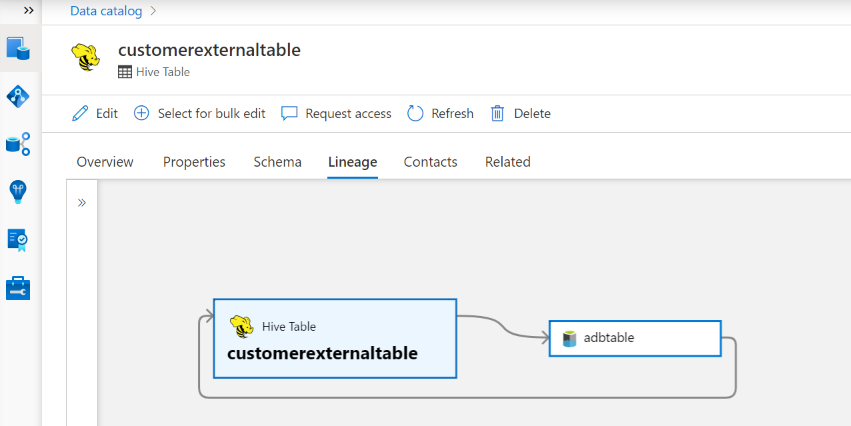 显示 Azure Databricks 世系示例的屏幕截图。