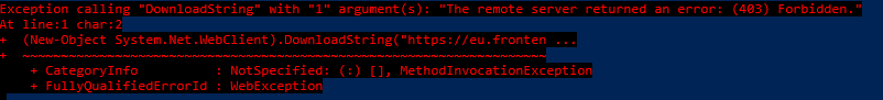 Screenshot of the PowerShell command response.