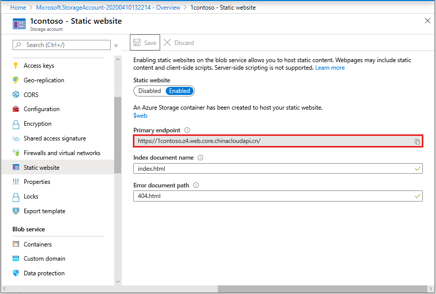 Azure Storage static websites metrics metric