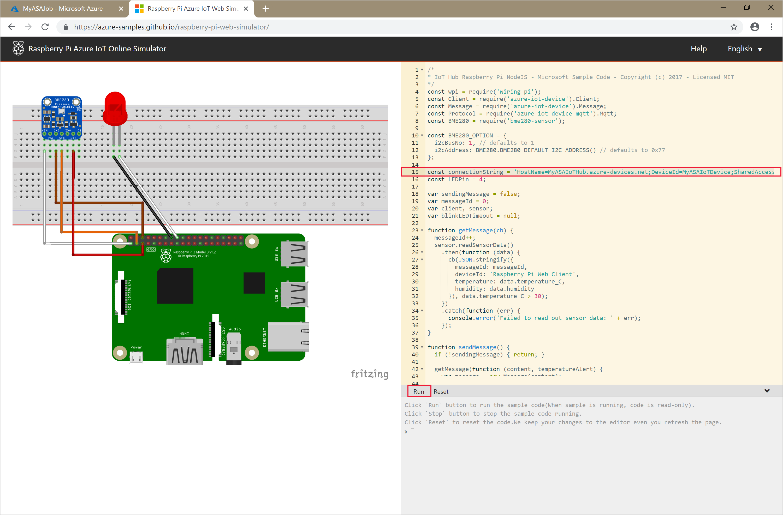 Raspberry Pi Azure IoT 联机模拟器