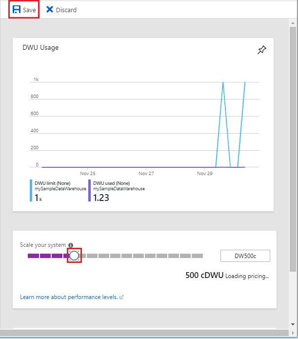 Azure 门户的屏幕截图，其中显示了缩放滑块。