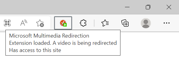 Microsoft Edge 扩展栏中多媒体重定向扩展的屏幕截图。