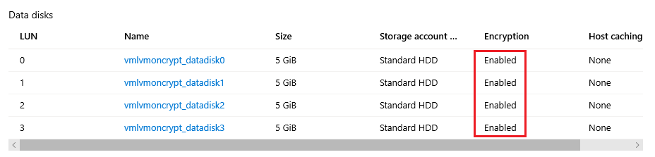 Encryption status in the portal