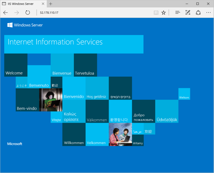 显示默认 IIS Web 站点的屏幕截图。