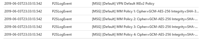 P2SDiagnosticLog 中所示的点到站点连接的示例。